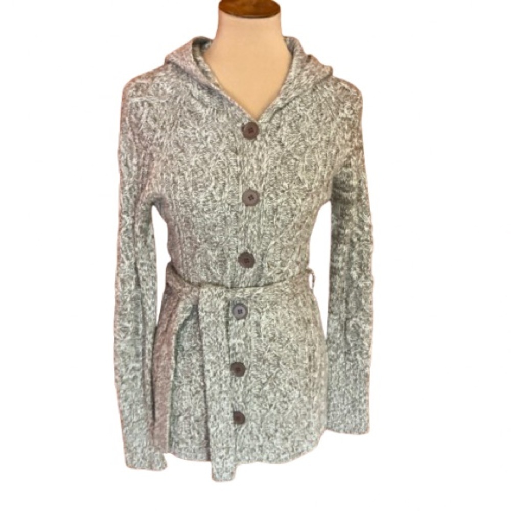 Vtg Y2K belted hooded shacket